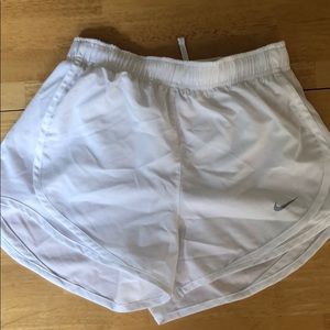 White Nike athletic shorts